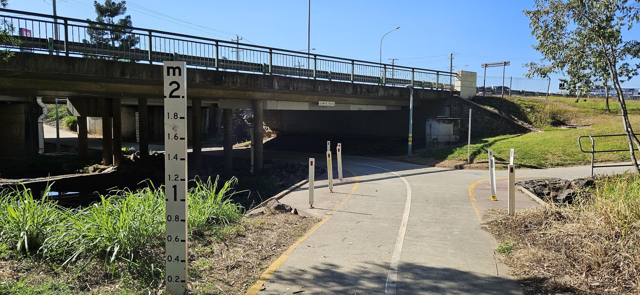 The Cabbage Tree Creek bikeway underpass at Gympie Road.